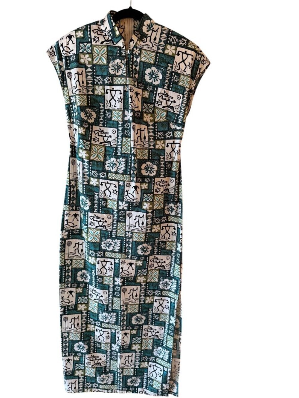 Hilo Hattie Womens Sleeveless Maxi Shirt Dress Size XS Green Floral Hawaiian